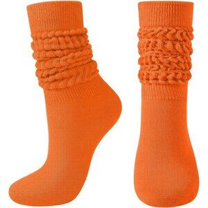 ⚡Women Orange Slouch Socks Scrunch Knee High Slouchy Socks